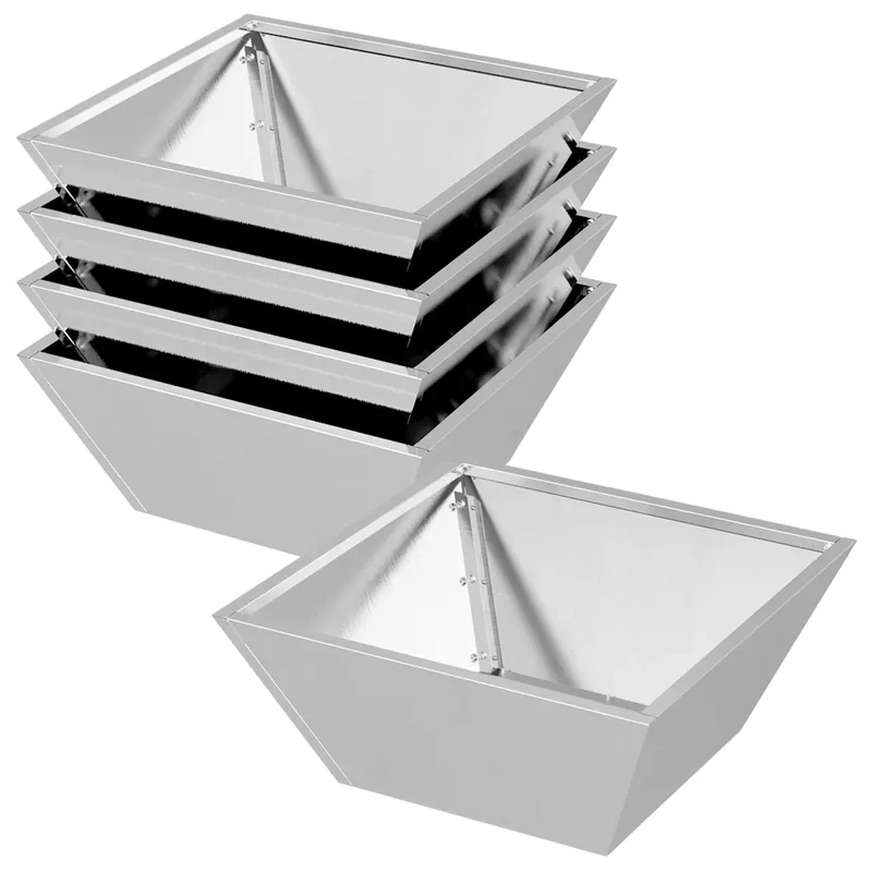 Lot de 5 cache-pots de jardin moderne trapézoïdal minimaliste extérieur 40 x 40 x 15 cm en métal argent 02_0052377