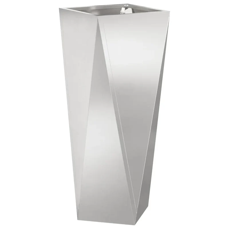 Lot de 2 jardinières modernes extérieures 30 x 30 x 75 cm en acier inoxydable argent 02_0053015