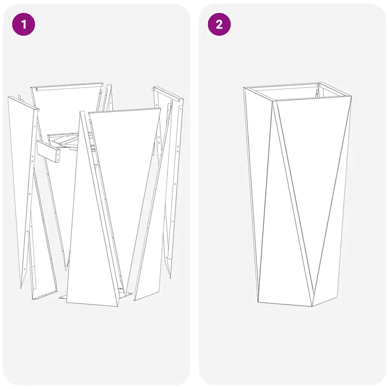 Lot de 2 jardinières modernes extérieures 30 x 30 x 75 cm en acier inoxydable argent 02_0053015