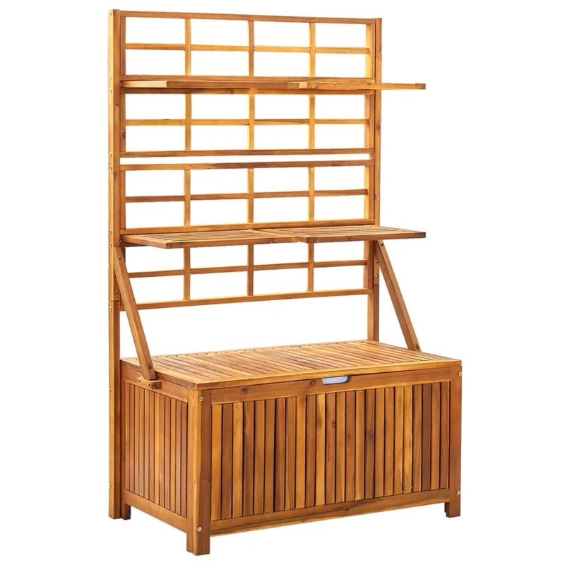 Boîte de rangement avec treillis 99 x 55 x 160cm bois acacia solide 02_0012996
