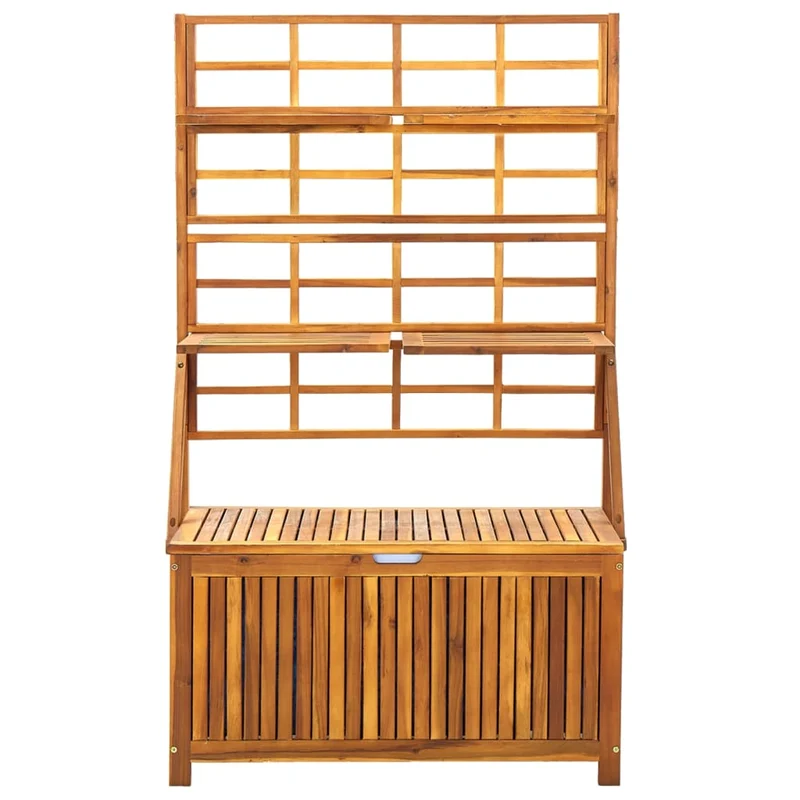 Boîte de rangement avec treillis 99 x 55 x 160cm bois acacia solide 02_0012996