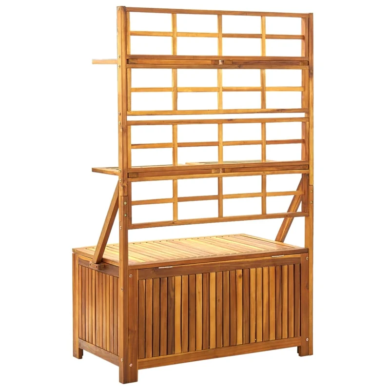 Boîte de rangement avec treillis 99 x 55 x 160cm bois acacia solide 02_0012996
