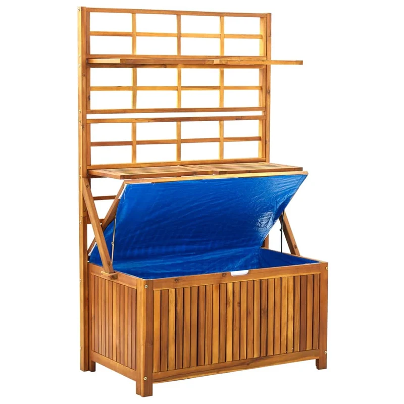 Boîte de rangement avec treillis 99 x 55 x 160cm bois acacia solide 02_0012996