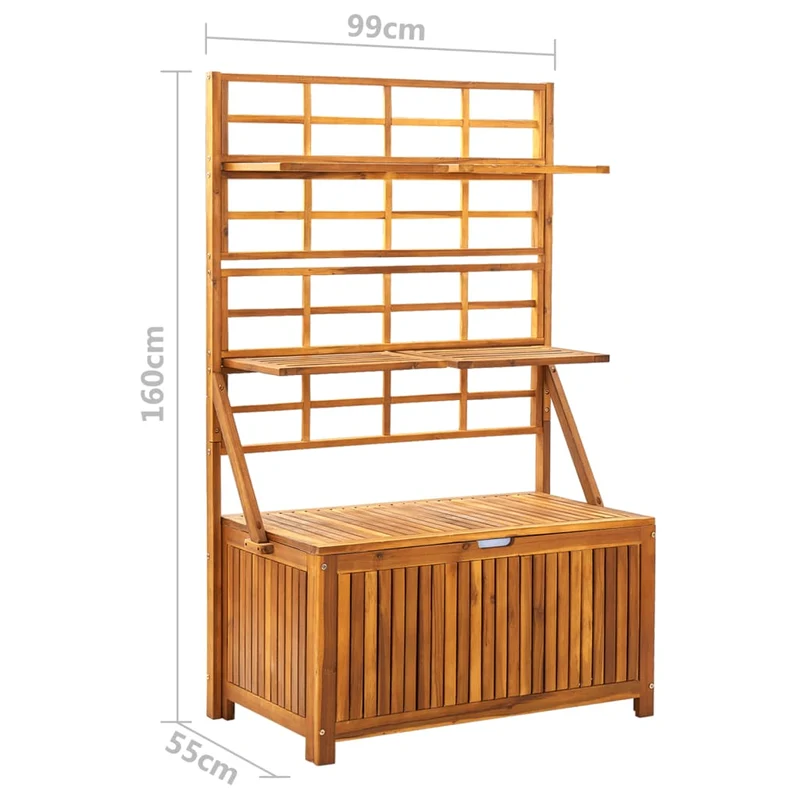 Boîte de rangement avec treillis 99 x 55 x 160cm bois acacia solide 02_0012996