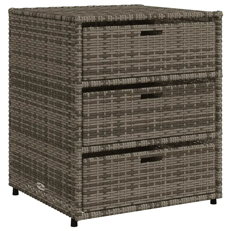 Armoire de rangement de jardin 55 x 59 x 69 cm design moderne avec 3 tiroirs pratique en résine tressée gris 02_0047430