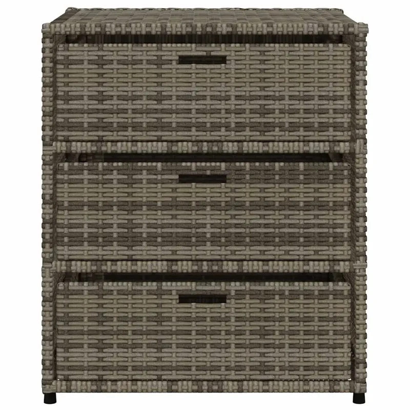 Armoire de rangement de jardin 55 x 59 x 69 cm design moderne avec 3 tiroirs pratique en résine tressée gris 02_0047430