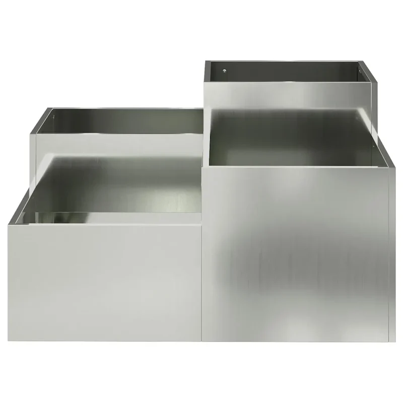 Cache-pot rectangulaire design moderne jardin terrasse 100 x 100 x 48 cm en acier galvanisé argent 02_0052065