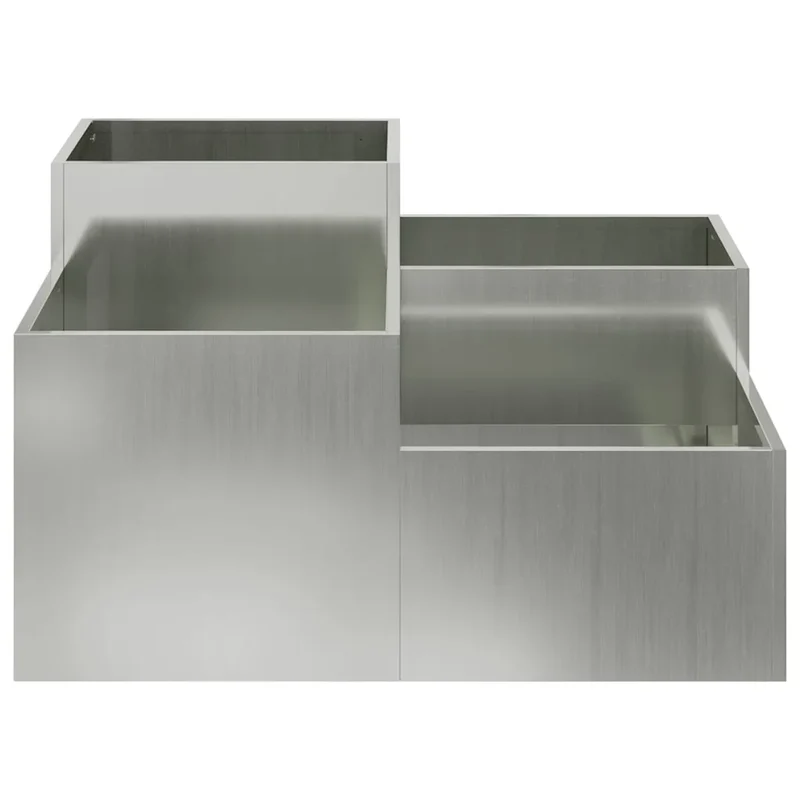Cache-pot rectangulaire design moderne jardin terrasse 100 x 100 x 48 cm en acier galvanisé argent 02_0052065