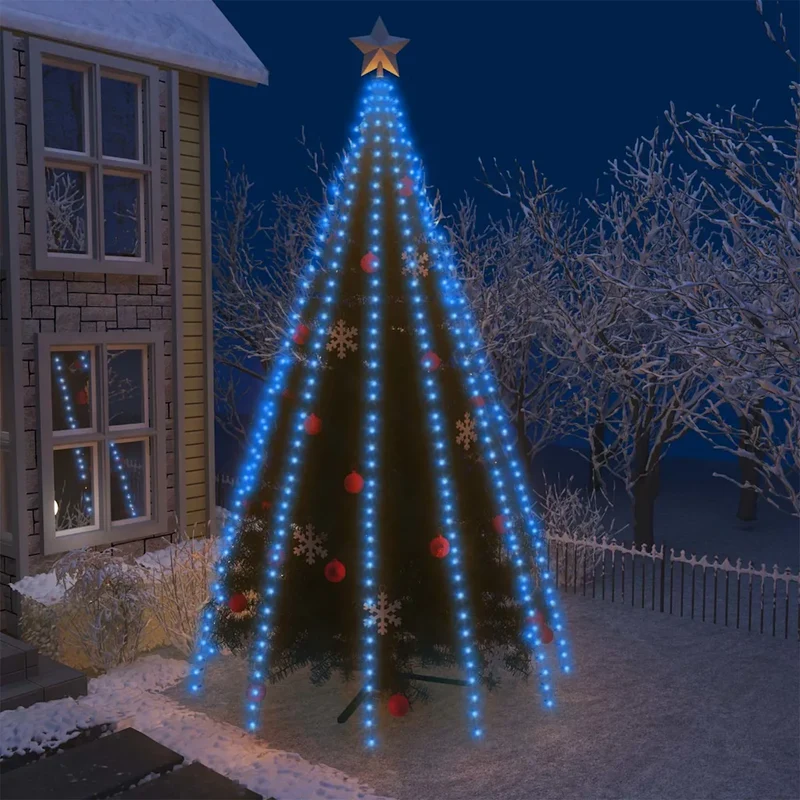 Guirlande lumineuse 500 LED intérieure extérieure 500 cm avec 8 effets ambiance magique en PVC bleu 02_0046788