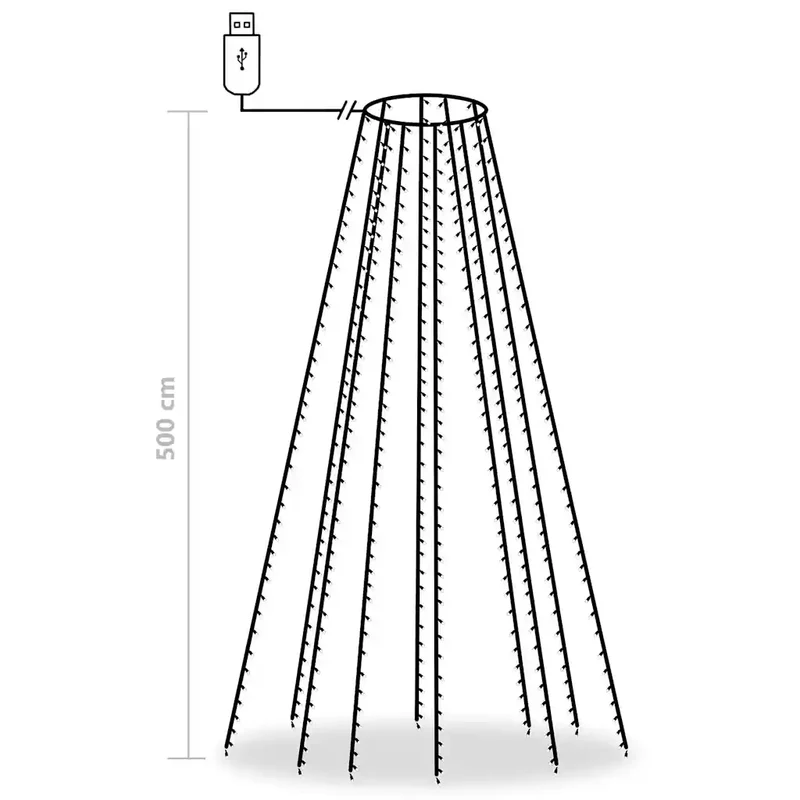 Guirlande lumineuse 500 LED intérieure extérieure 500 cm avec 8 effets ambiance magique en PVC bleu 02_0046788