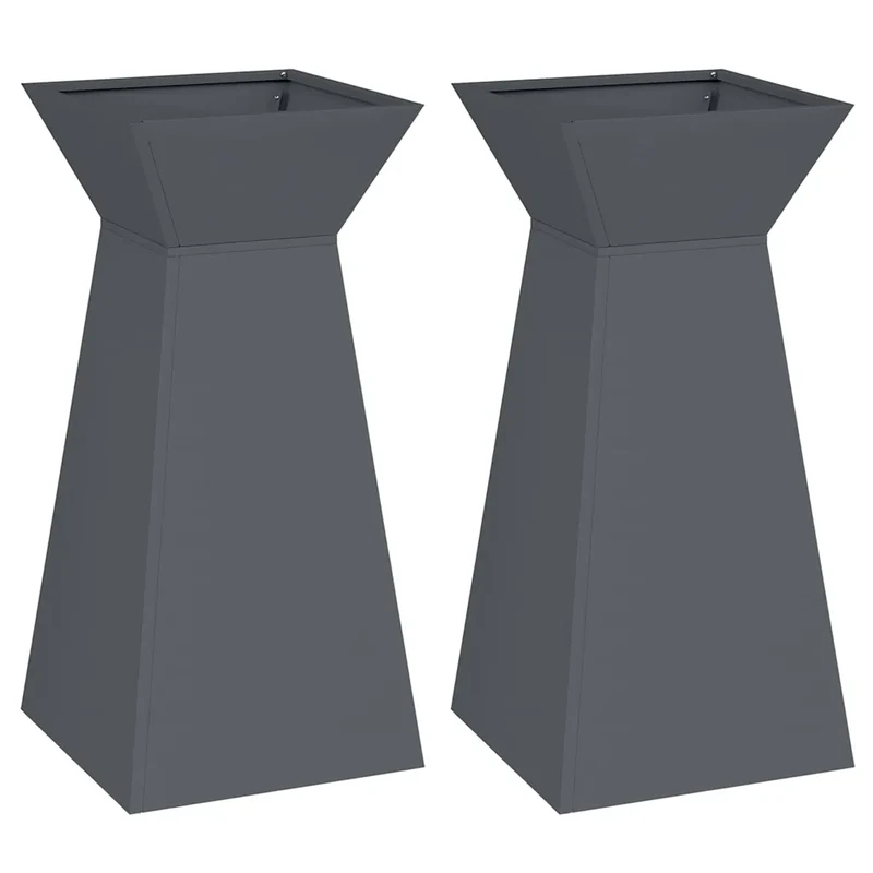 Lot de 2 jardinières à pilier modernes extérieures 35 x 35 x 73 cm idéal pour fleurs en matériau durable anthracite 02_0052401