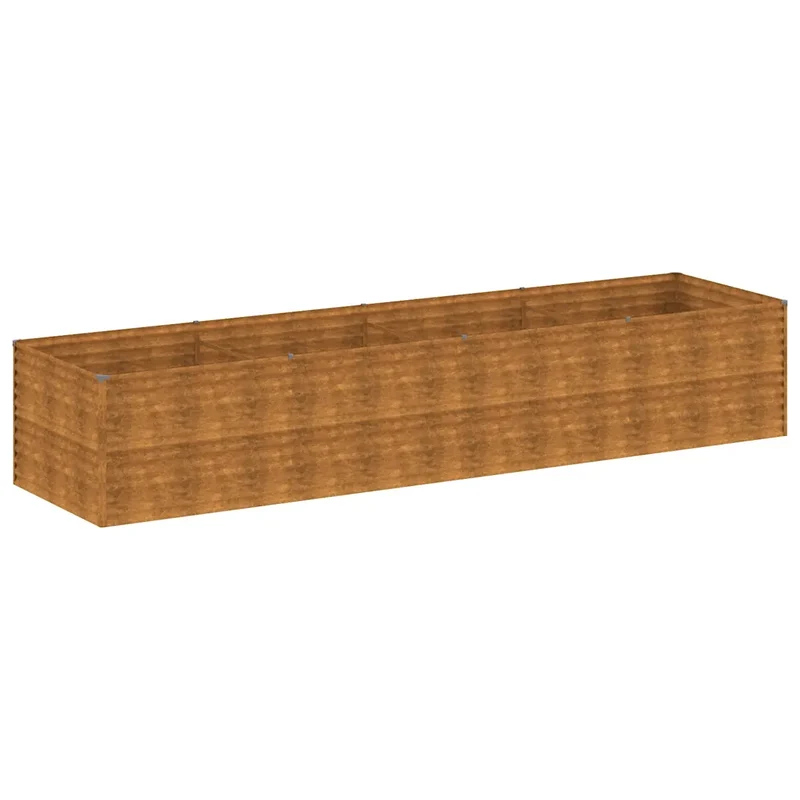 Lit surélevé de jardin 386 x 100 x 69 cm design décoratif acier résistant en corten rouillé 02_0046140