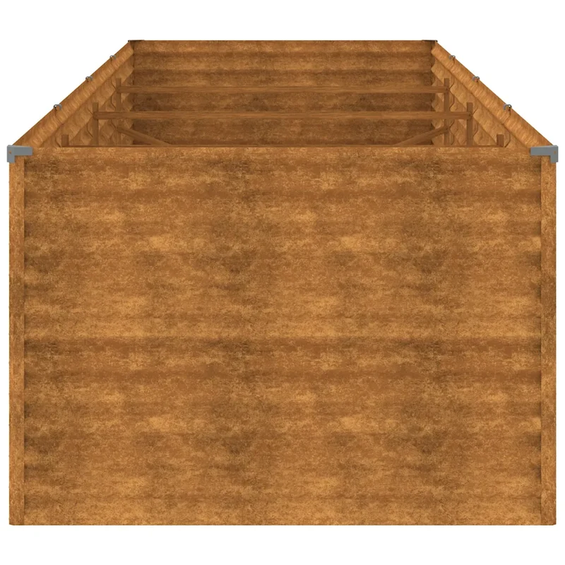 Lit surélevé de jardin 386 x 100 x 69 cm design décoratif acier résistant en corten rouillé 02_0046140