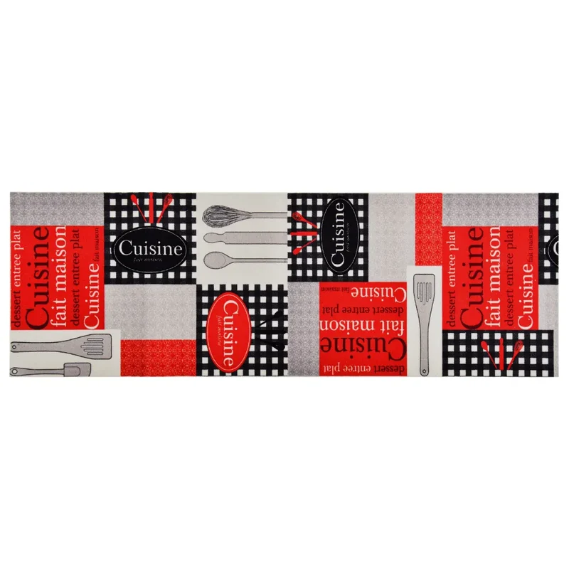 Tapis de cuisine lavable antidérapant doux 300 x 60 cm ambiance cosy en polyamide gris 02_0046521