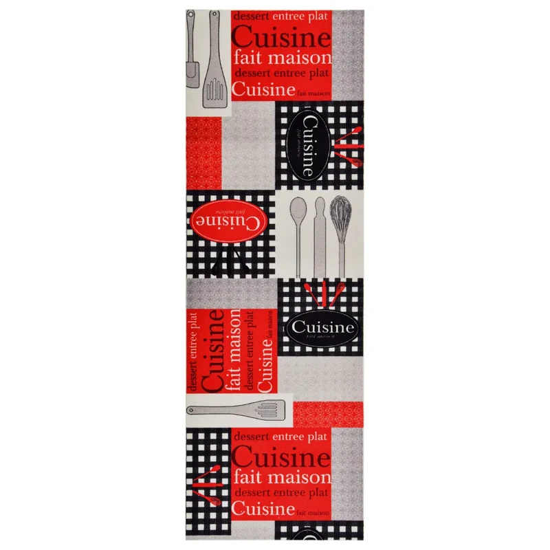 Tapis de cuisine lavable antidérapant doux 300 x 60 cm ambiance cosy en polyamide gris 02_0046521