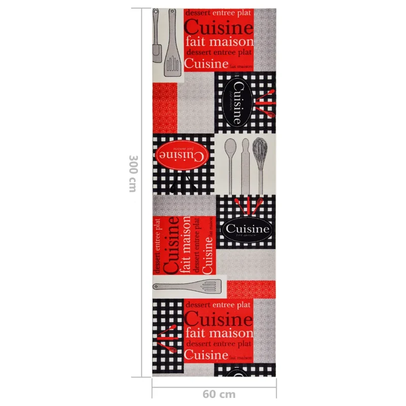 Tapis de cuisine lavable antidérapant doux 300 x 60 cm ambiance cosy en polyamide gris 02_0046521