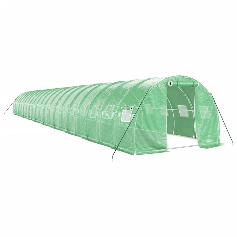 Serre tente abri plante fleur légumes avec cadre en acier 60 m² 20 x 3 x 2 m vert 02_0044616
