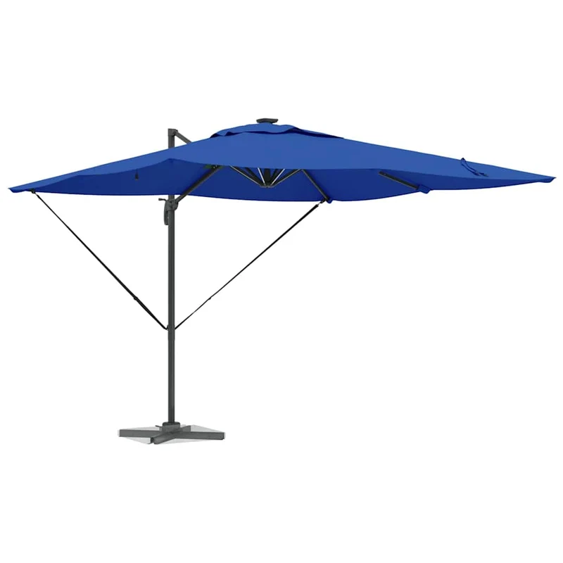 Parasol déporté rectangulaire 286 x 284 x 270 cm style moderne pratique jardin terrasse en aluminium bleu azure 02_0058696