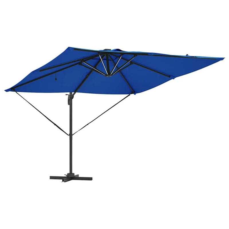 Parasol déporté rectangulaire 286 x 284 x 270 cm style moderne pratique jardin terrasse en aluminium bleu azure 02_0058696