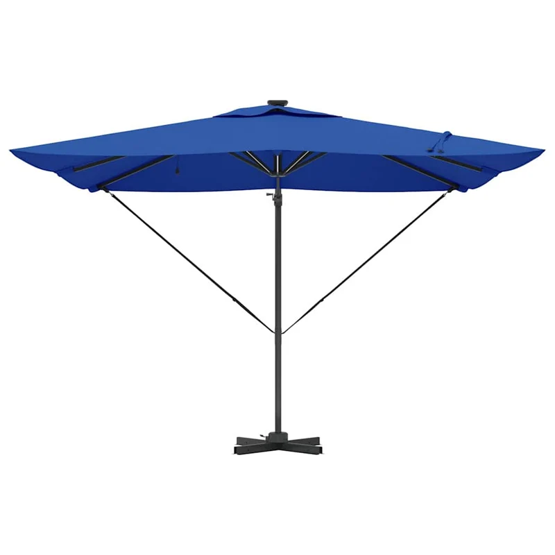 Parasol déporté rectangulaire 286 x 284 x 270 cm style moderne pratique jardin terrasse en aluminium bleu azure 02_0058696