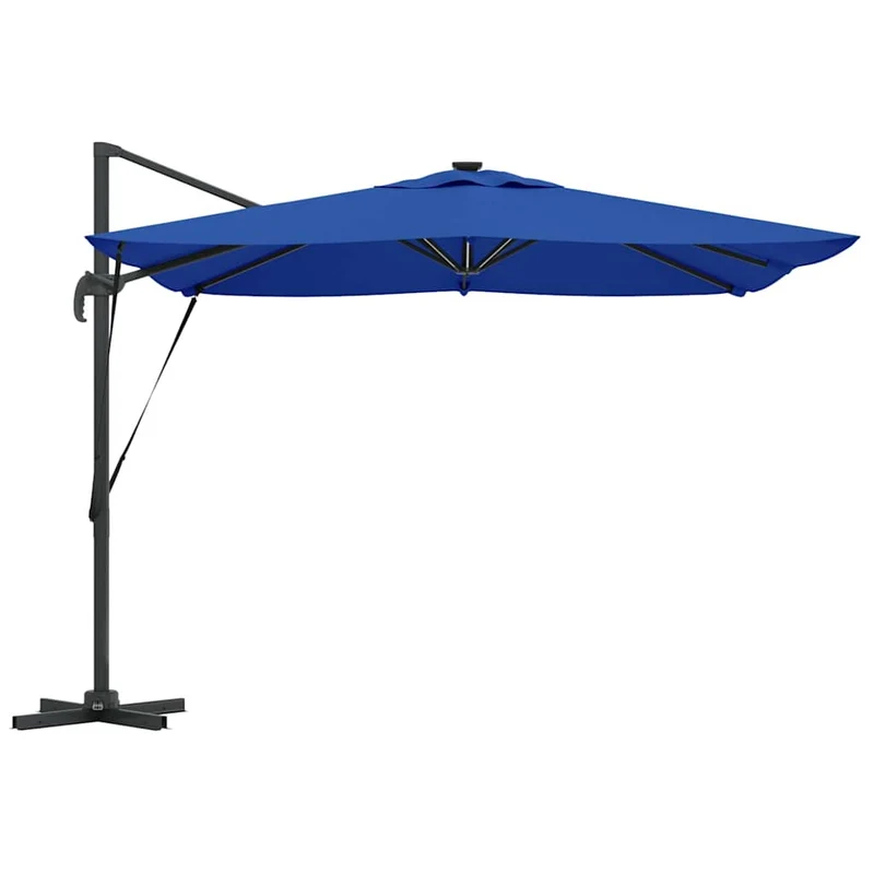 Parasol déporté rectangulaire 286 x 284 x 270 cm style moderne pratique jardin terrasse en aluminium bleu azure 02_0058696