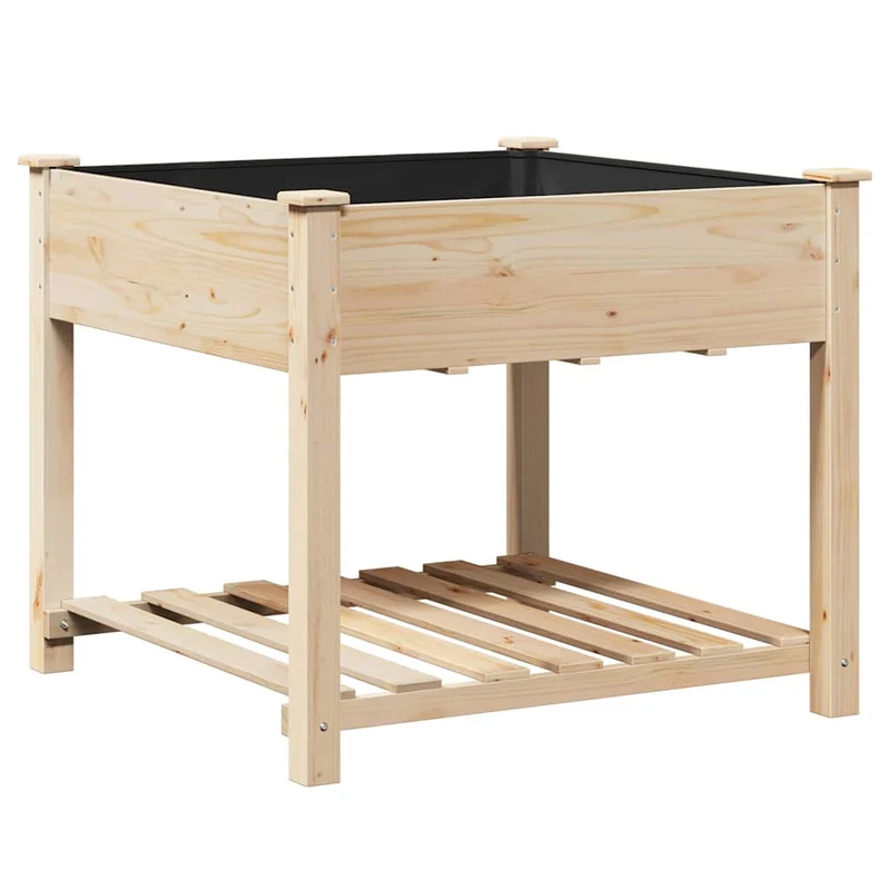 Cache-pot de jardin avec étagère pratique 90 x 90 x 76,5 cm en sapin massif beige 02_0058850