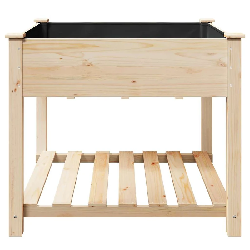 Cache-pot de jardin avec étagère pratique 90 x 90 x 76,5 cm en sapin massif beige 02_0058850
