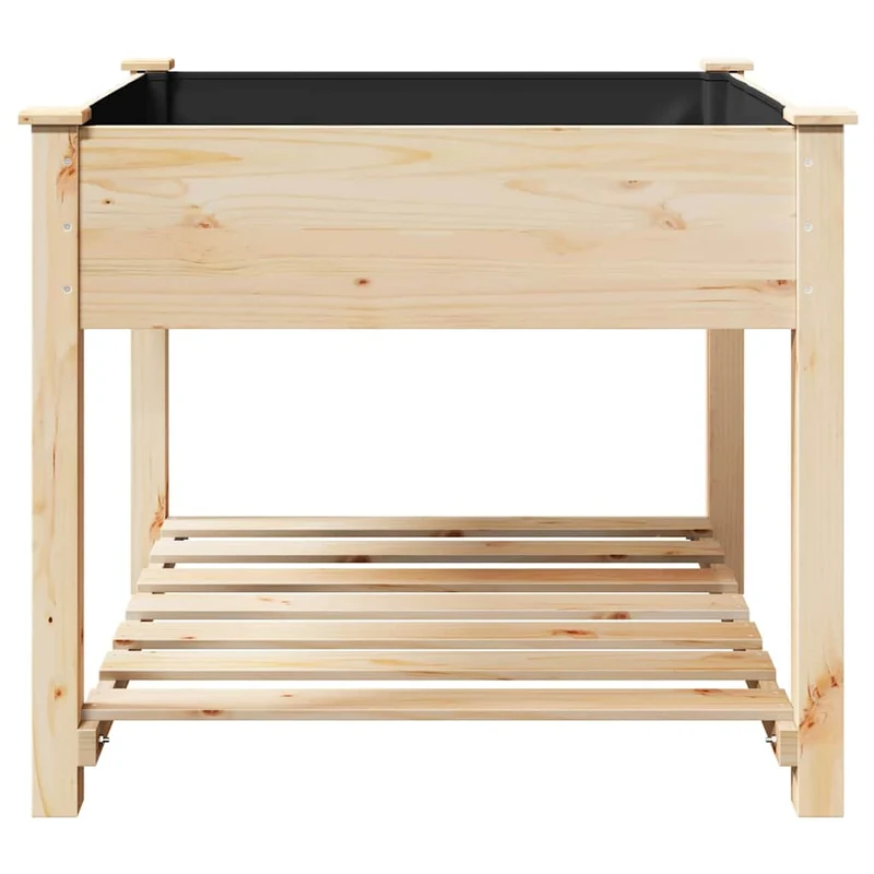 Cache-pot de jardin avec étagère pratique 90 x 90 x 76,5 cm en sapin massif beige 02_0058850