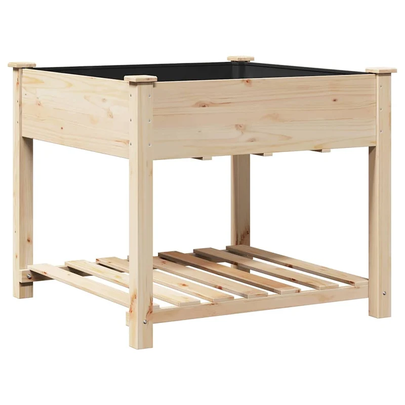 Cache-pot de jardin avec étagère pratique 90 x 90 x 76,5 cm en sapin massif beige 02_0058850