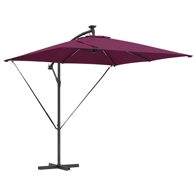 Parasol déporté moderne inclinable jardin terrasse 249 x 249 x 250 cm en acier rouge bordeaux 02_0058777