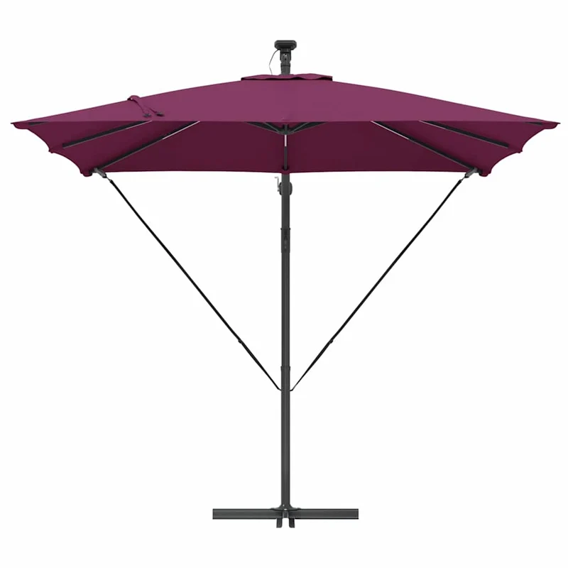 Parasol déporté moderne inclinable jardin terrasse 249 x 249 x 250 cm en acier rouge bordeaux 02_0058777