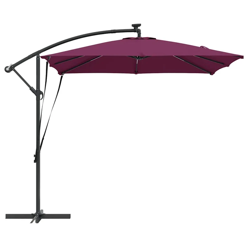 Parasol déporté moderne inclinable jardin terrasse 249 x 249 x 250 cm en acier rouge bordeaux 02_0058777