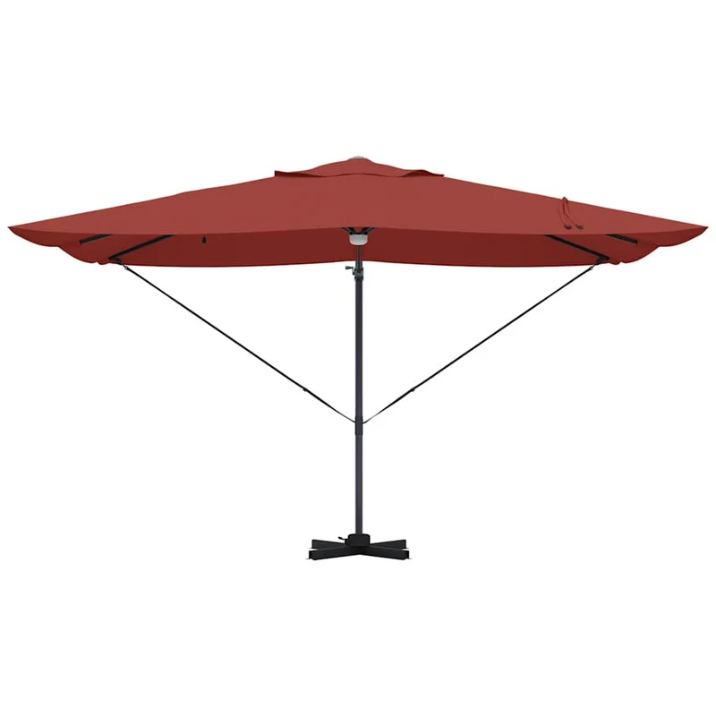 Parasol déporté inclinable 351 x 250 x 253 cm design moderne jardin terrasse avec éclairage solaire en polyester terre cuite 02_0058738