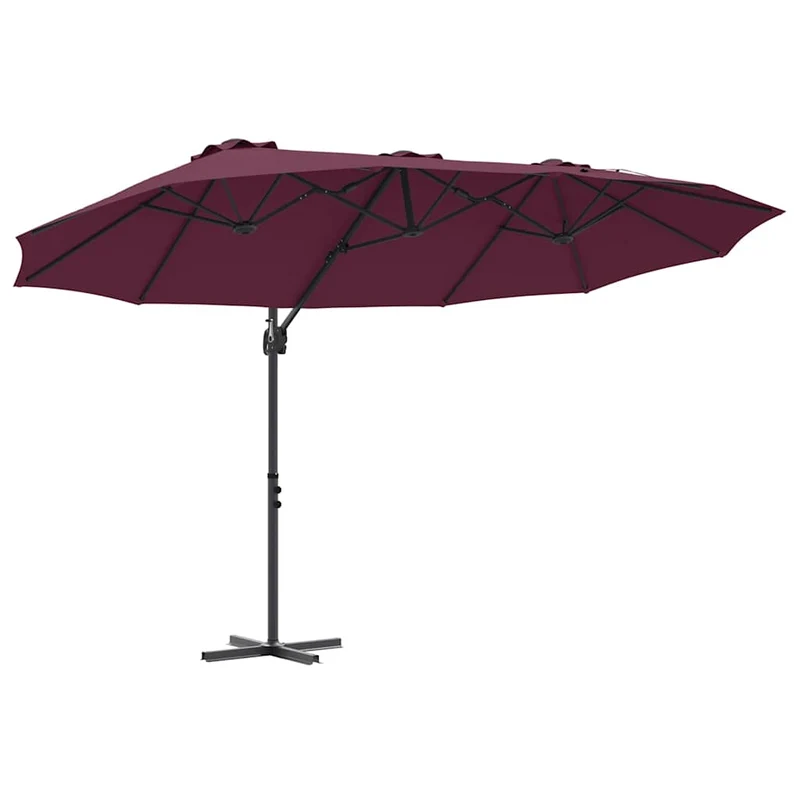 Parasol incliné moderne extérieur balcon jardin 372 x 198 x 243 cm en polyester bordeaux 02_0058753