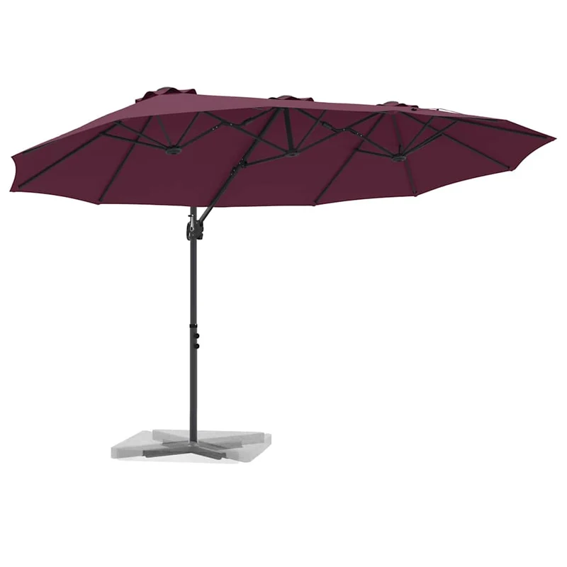 Parasol incliné moderne extérieur balcon jardin 372 x 198 x 243 cm en polyester bordeaux 02_0058753