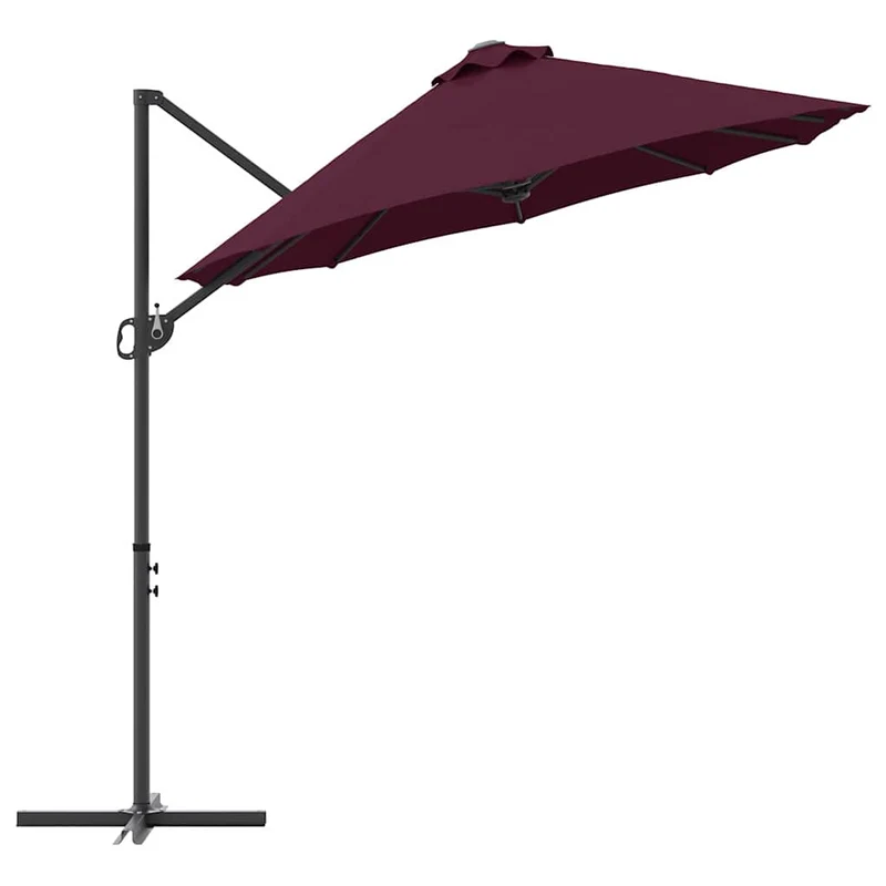 Parasol incliné moderne extérieur balcon jardin 372 x 198 x 243 cm en polyester bordeaux 02_0058753
