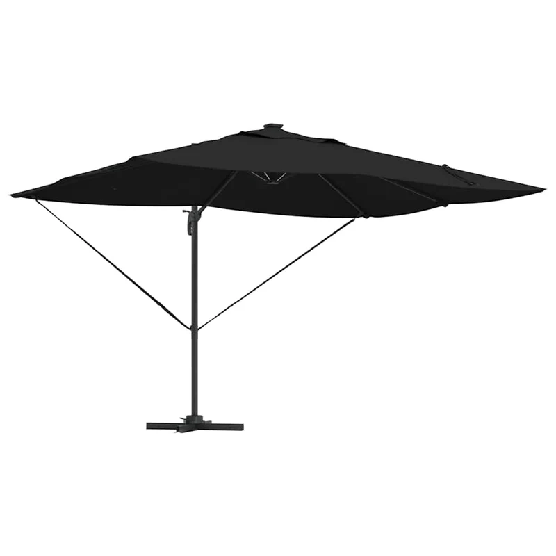 Parasol déporté moderne inclinable extérieur jardin 352 x 251 x 265 cm en polyester noir 02_0058703