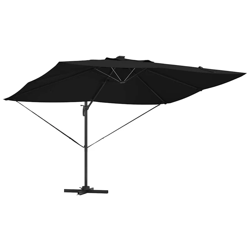 Parasol déporté moderne inclinable extérieur jardin 352 x 251 x 265 cm en polyester noir 02_0058703