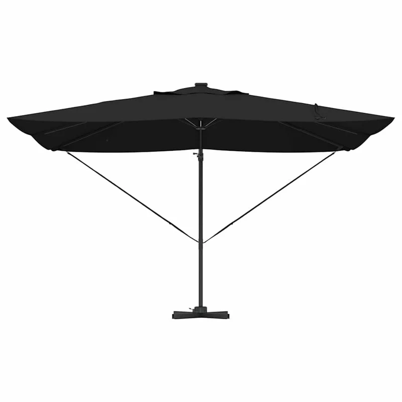 Parasol déporté moderne inclinable extérieur jardin 352 x 251 x 265 cm en polyester noir 02_0058703