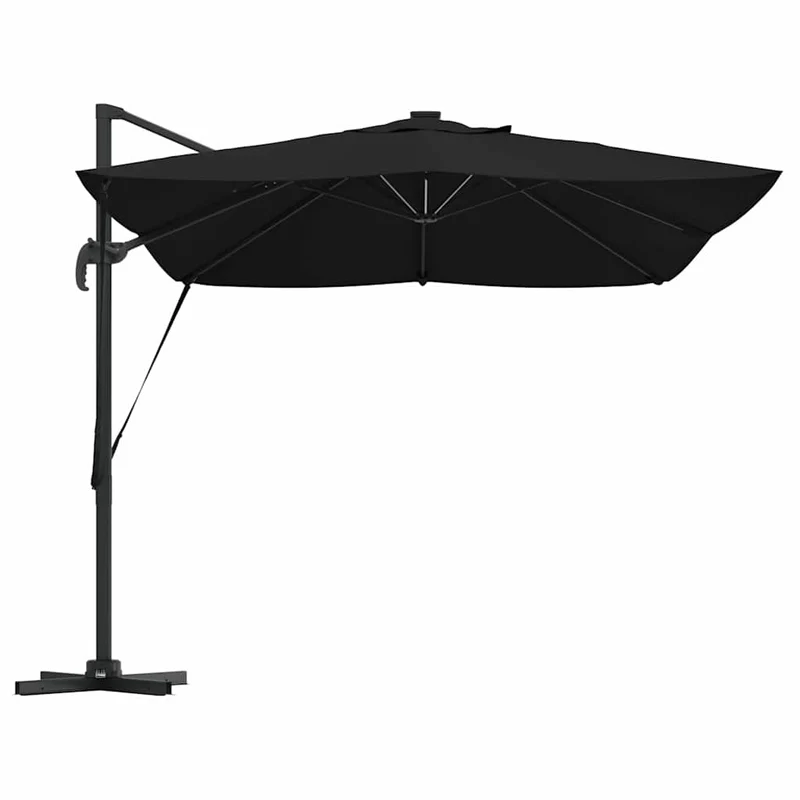 Parasol déporté moderne inclinable extérieur jardin 352 x 251 x 265 cm en polyester noir 02_0058703