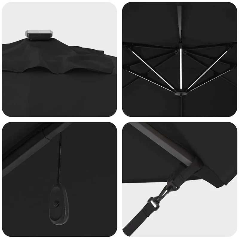 Parasol déporté moderne inclinable extérieur jardin 352 x 251 x 265 cm en polyester noir 02_0058703