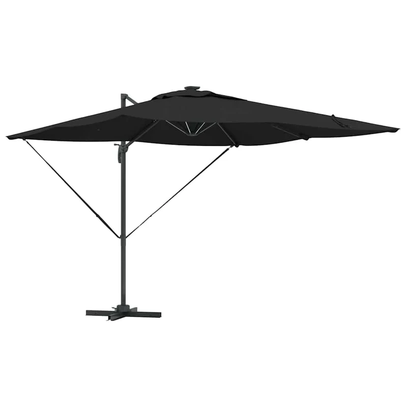Parasol déporté rectangulaire extérieur 286 x 284 x 270 cm fonction inclinable design moderne en aluminium noir 02_0058695