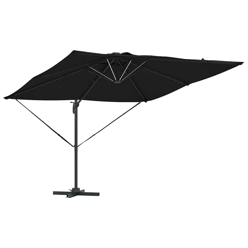 Parasol déporté rectangulaire extérieur 286 x 284 x 270 cm fonction inclinable design moderne en aluminium noir 02_0058695