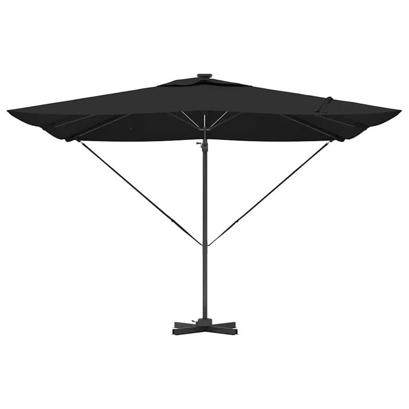 Parasol déporté rectangulaire extérieur 286 x 284 x 270 cm fonction inclinable design moderne en aluminium noir 02_0058695