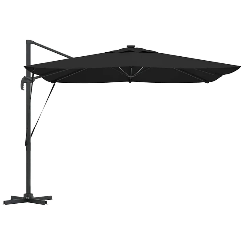 Parasol déporté rectangulaire extérieur 286 x 284 x 270 cm fonction inclinable design moderne en aluminium noir 02_0058695