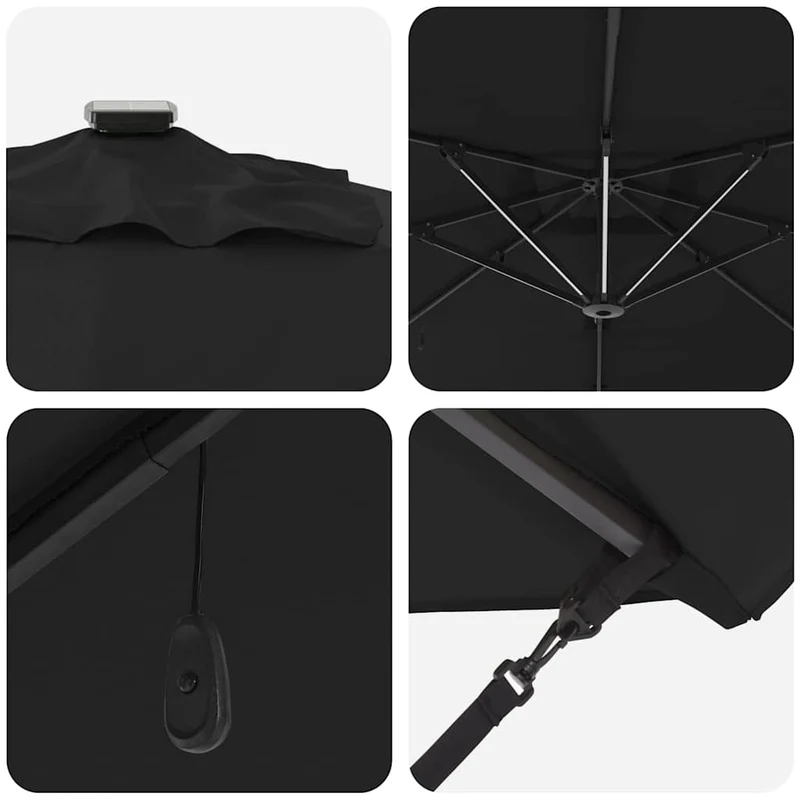 Parasol déporté rectangulaire extérieur 286 x 284 x 270 cm fonction inclinable design moderne en aluminium noir 02_0058695