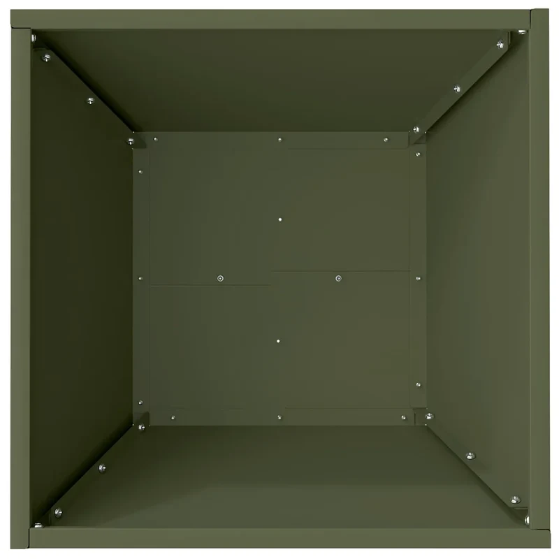 Lot de 5 cache-pots trapézoïdaux modernes jardin extérieur 40 x 40 x 15 cm en acier vert olive 02_0052375
