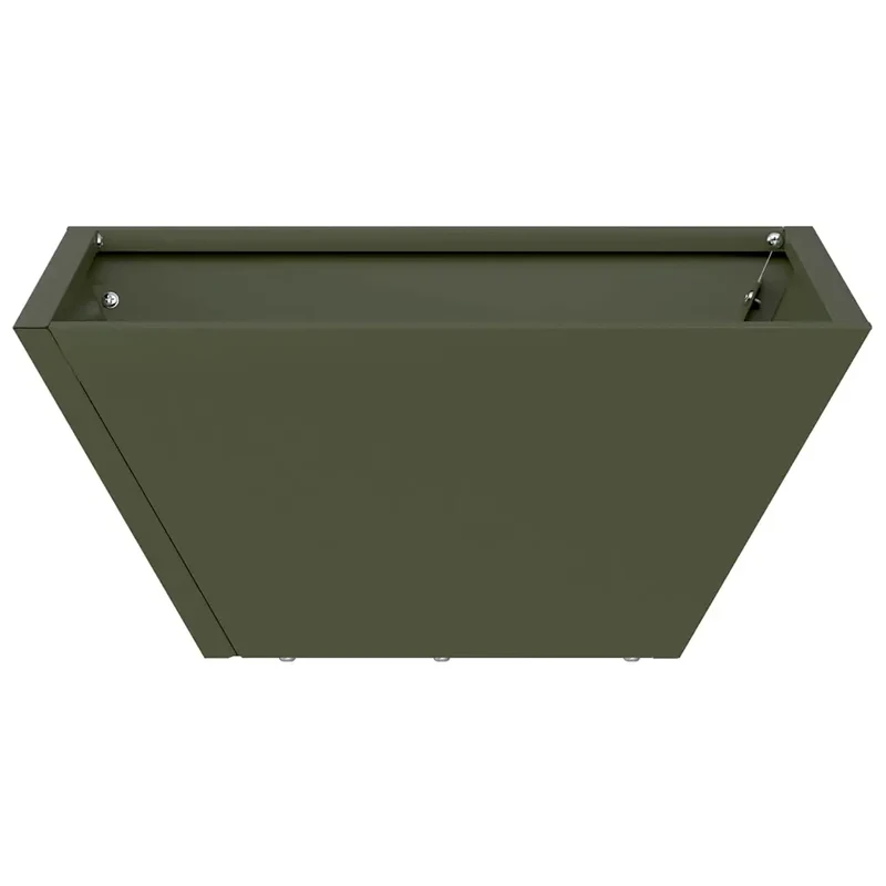 Lot de 5 cache-pots de jardin trapézoïdale moderne 35 x 35 x 15 cm en acier vert olive 02_0052361