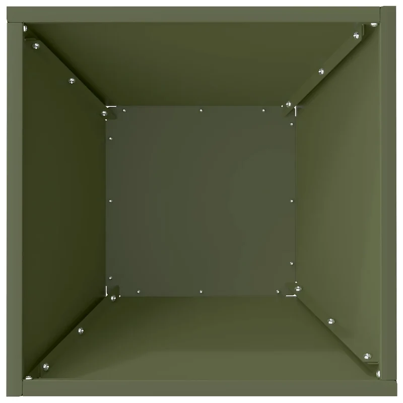 Lot de 5 cache-pots de jardin trapézoïdale moderne 35 x 35 x 15 cm en acier vert olive 02_0052361