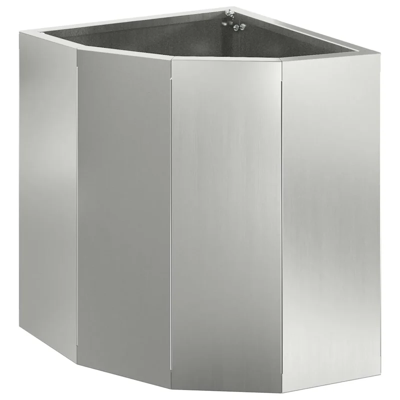 Jardinière d'angle moderne utilisation extérieure 30 x 30 x 35 cm épurée en acier galvanisé argent 02_0052899